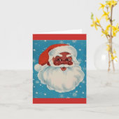 ブラックサンタクロースクリスマスカードヴィンテージスタイル カード (黄色い花)