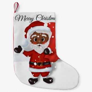 ブラックサンタクロースクリスマスストッキング スモールクリスマスストッキング