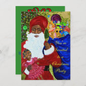 ブラックサンタクロースパーティの招待状 – カスタマイズ可能 招待状 (正面/裏面)