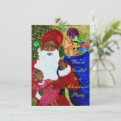 ブラックサンタクロースパーティの招待状 – カスタマイズ可能 招待状 (スタンド正面)