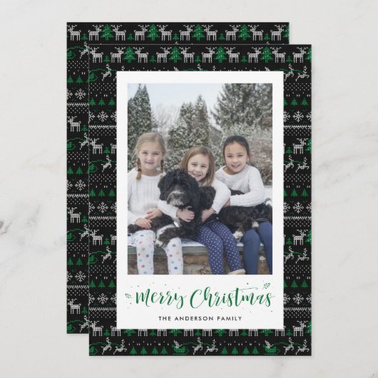 ブラックサンタクロース写真クリスマスカード シーズンカード (正面/裏面)