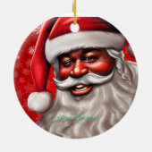 ブラックサンタクロース、アフリカ系アメリカ人、クリスマス、男性 セラミックオーナメント (裏面)