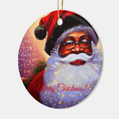 ブラックサンタクロース、アフリカ系アメリカ人、クリスマス、男性 セラミックオーナメント (左)