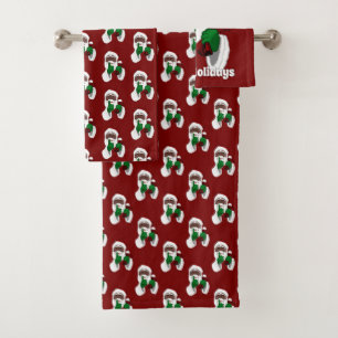 ブラックサンタタオルセットクリスマスバスセット バスタオルセット