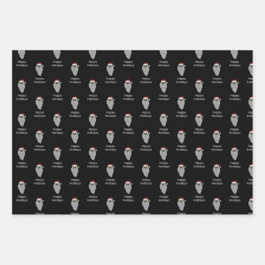 ブラックサンタパターンアフリカ系アメリカ人クリスマス ラッピングペーパーシート (正面2)