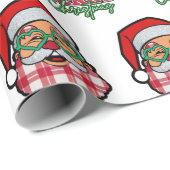 ブラックサンタプレイドクリスマスアフリカンアメリカン ラッピングペーパー (ロールコーナー)