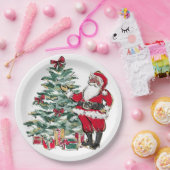 ブラックサンタホリデークリスマス紙プレート ペーパープレート (パーティー)