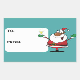 ブラックサンタホリデートーストギフトラベルステッカー 長方形シール
