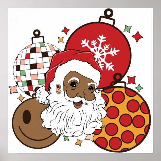 ブラックサンタメラニンクリスマスアフリカンメンズブルマン ポスター (正面)