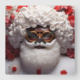 ブラックサンタメラニンクリスマスキングブルサンニック スクエア壁時計