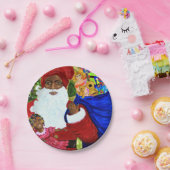 ブラックサンタ紙ディナープレートス  ペーパープレート (パーティー)