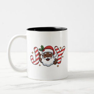 ブラックサンタ クリスマス アフリカ ハッピー ホリデー Xmas ツートーンマグカップ