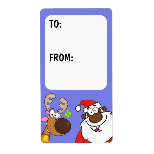 ブラックサンタ&トナカイのギフトラベル ラベル (正面)