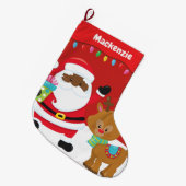 ブラックサンタ ラージクリスマスストッキング (正面 (吊り時))