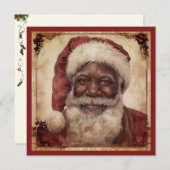 ブラックサンタ 白ひげサンタ 帽子 ビンテージ シーズンカード (正面/裏面)