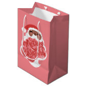 ブラックサンタ | Merry Christmas All、ピンク ミディアムペーパーバッグ (正面アングル)