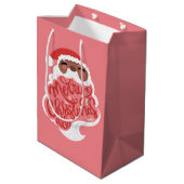 ブラックサンタ | Merry Christmas All、ピンク ミディアムペーパーバッグ (裏面アングル)