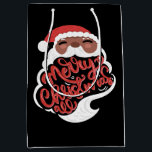 ブラックサンタ | Merry Christmas All, Black ミディアムペーパーバッグ<br><div class="desc">ブラックサンタとキラキラとメリークリスマスブラック背景の全レタリング</div>