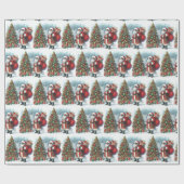 ブラックサンタin雪クリスマスツリー&ギフト ラッピングペーパー (フラット)