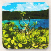 ブラックサンドビーチオンザロードトゥハナマウイ抽象芸術 コースター (正面)