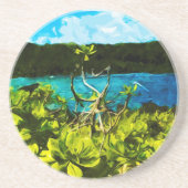 ブラックサンドビーチオンザロードトゥハナマウイ抽象芸術 コースター (正面)