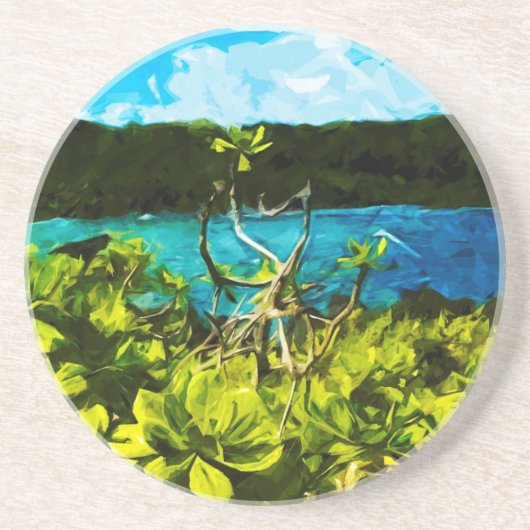 ブラックサンドビーチオンザロードトゥハナマウイ抽象芸術 コースター (正面)