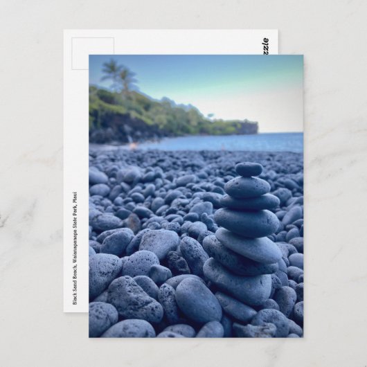 ブラックサンドビーチワイアナパナパ州パークマウイ ポストカード (正面/裏面)