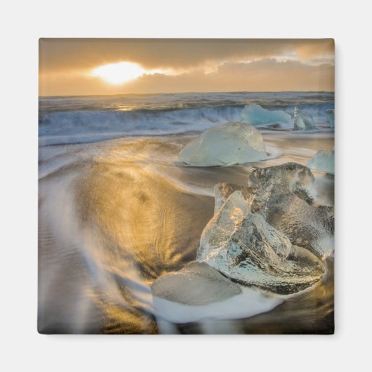 ブラックサンドビーチ | Jokulsarlon South Iceland マグネット (正面)