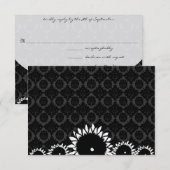 ブラックサンフラワーダマスクウェディング RSVP (正面/裏面)