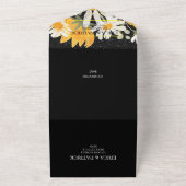 ブラックサンフラワーフローラグリッタースタイル オールインワン招待状 (外側)