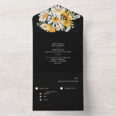 ブラックサンフラワーフローラグリッタースタイル オールインワン招待状 (内側)