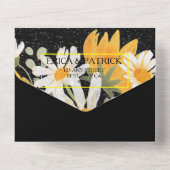 ブラックサンフラワーフローラグリッタースタイル オールインワン招待状 (裏面)