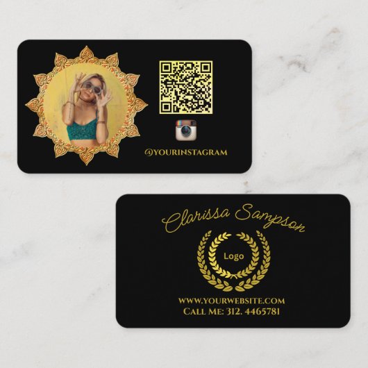 ブラックサンモダンロゴソーシャルメディア 名刺 (正面/裏面)