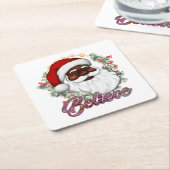 ブラックサン信じタメラニンマンクリスマス応援 スクエアペーパーコースター (アングル)