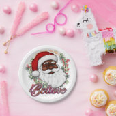 ブラックサン信じタメラニンマンクリスマス応援 ペーパープレート (パーティー)