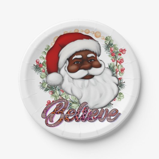 ブラックサン信じタメラニンマンクリスマス応援 ペーパープレート (正面)