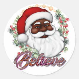 ブラックサン信じタメラニンマンクリスマス応援 ラウンドシール