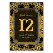 ブラックサン金ゴールドブラックテーブル番号（ゲスト名付き） テーブルナンバー (正面)