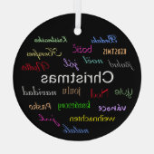 ブラックサークルに描かれた世界中のクリスマス ガラスオーナメント (裏面)