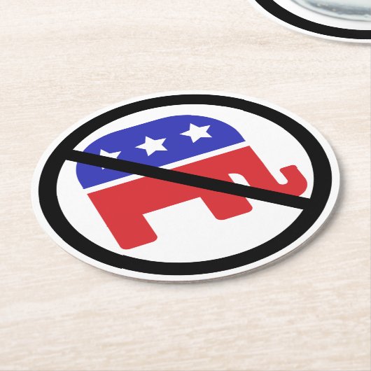 ブラックサークルノーサインアンチGOP政治意見 ラウンドペーパーコースター (アングル)