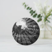 ブラックサークルラウンドディスコボール60th誕生日パーティー 招待状 (スタンド正面)