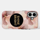 ブラックサークル赤面ピンクフローラ金ゴールドグリッターシャイン Case-Mate iPhoneケース (裏面 (横))