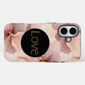 ブラックサークル赤面ピンクフローラ金ゴールドグリッターラブ Case-Mate iPhoneケース (裏面 (横))