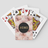 ブラックサークル赤面ピンクフローラ金ゴールドグリッターXOXO トランプ (裏面)