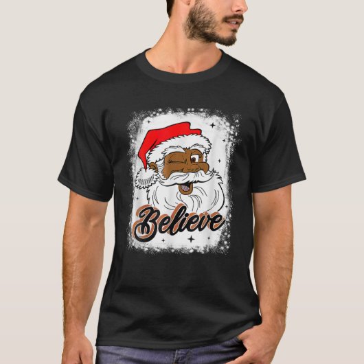 ブラックサ信じンタクラウスアフリカンアメリカンSanta B Tシャツ (正面)