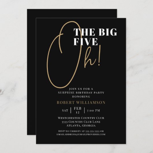 ブラックザビッグ6オー60thサプライズ誕生日 招待状 (正面/裏面)