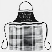 ブラックシェフエレガントバッファロープレイド白黒 エプロン (正面)