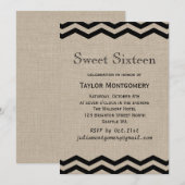 ブラックシェブロンオンバーラップSweet sixteen招待状 招待状 (正面/裏面)