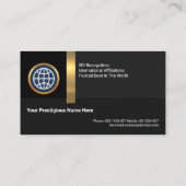 ブラックシェード金ゴールドストライプグローバ国際的ル 名刺 (裏面)