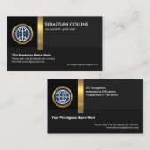 ブラックシェード金ゴールドストライプグローバ国際的ル 名刺 (正面/裏面)